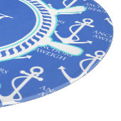 青いいかりの沿岸航海のなモノグラム カッティングボード (角)