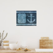 青いいかりの追加文字/写真 ポスター (キッチン)