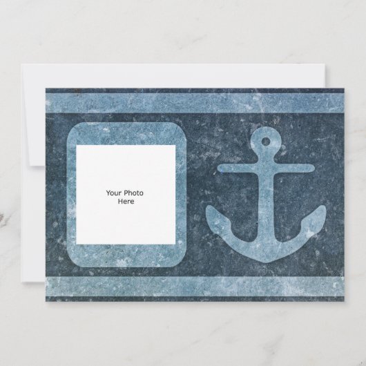 青いいかりの追加文字/写真 招待状 (正面)