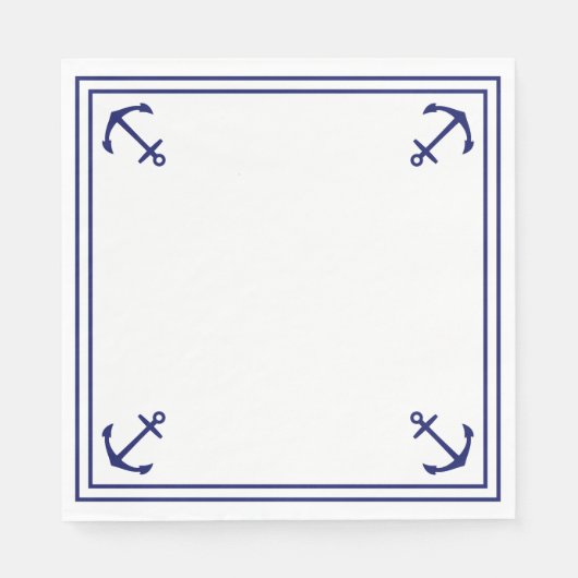 青いいかりオンホワイト スタンダードランチョンナプキン (正面)