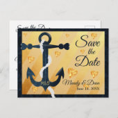 青いいかりゴールデンハート日付はがきを保存 案内ポストカード (正面/裏面)