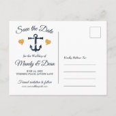 青いいかりゴールデンハート日付はがきを保存 案内ポストカード (裏面)