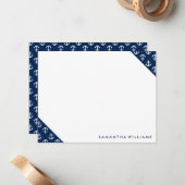 青いいかりパターンのノートカード ノートカード (正面/裏面インサイチュ)