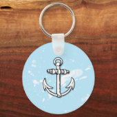 青いいかり絵を描(ばちゃばちゃ)跳ねる- Keychain キーホルダー (正面)