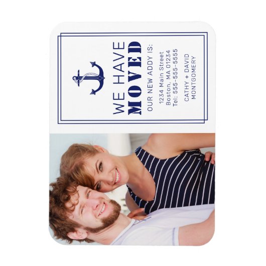 青いいかり航海のの写真が新しい住所を移動 マグネット (縦)