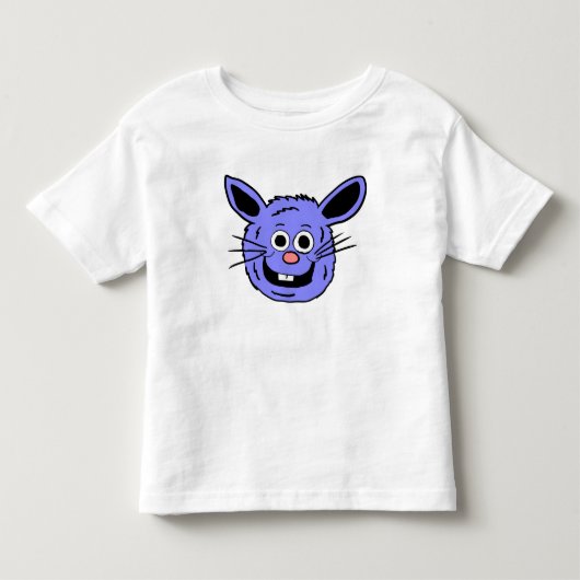 青いうさぎの顔 トドラーTシャツ (正面)