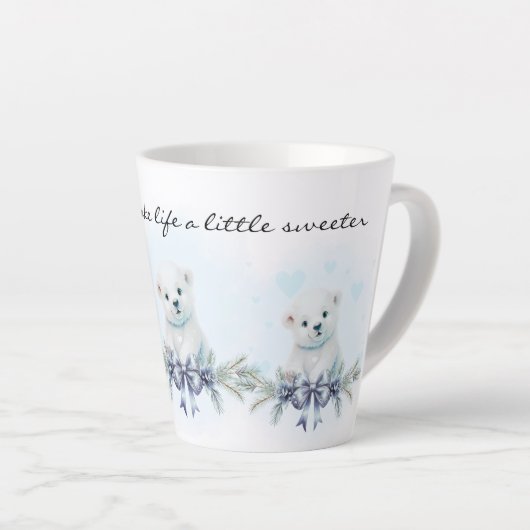 青いおじいちゃん人生をより甘く妊娠を明らかにする カフェラテマグ (右アングル)