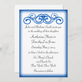 青いおとぎ話スクロール結婚式 招待状 (正面/裏面)