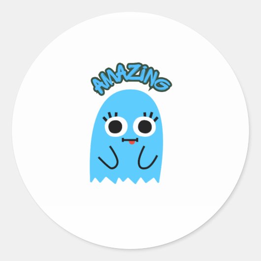 青いおばけのキャラクター ステッカー (正面)