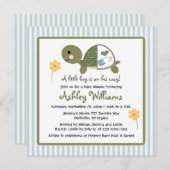 青いおむつのベビーシャワー招待状のカメ 招待状 (正面/裏面)