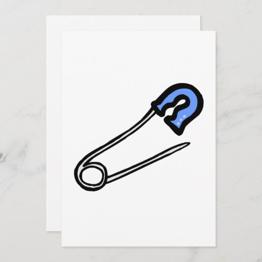 青いおむつピン 招待状 (正面/裏面)