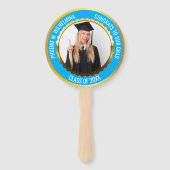 青いおめでとう2025年のグラッドフォトクラス ハンドファン (正面)