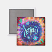 青いおもしろいかわいらしのインスパイアフローラ感度を更新 マグネット (正面/裏面)