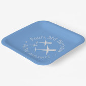 青いおもしろいのエレガント飛行機パーソナライズされた3機 ペーパープレート (傾斜あり)