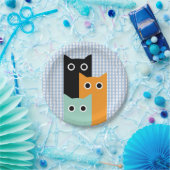 青いおもしろいギンガム ペーパープレート (パーティー)