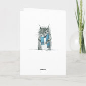青いおもしろいスカーフのグリーティングカードを着たリス カード (裏面)