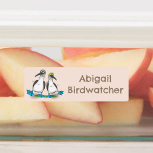 青いおもしろい足のブービーアニメパーソナライズされた ラベル