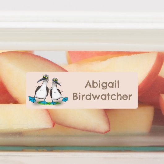 青いおもしろい足のブービーアニメパーソナライズされた ラベル (貼付)