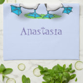 青いおもしろい足のboobies漫画イラストレーション キッチンタオル (折り畳み)