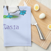 青いおもしろい足のboobies漫画イラストレーション キッチンタオル (四つ折り)