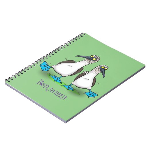 青いおもしろい足のboobies漫画イラストレーション ノートブック (左側)