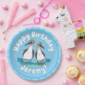 青いおもしろい足のboobies漫画イラストレーション ペーパープレート (パーティー)