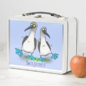 青いおもしろい足のboobies漫画イラストレーション メタルランチボックス (インサイチュ)