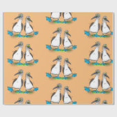 青いおもしろい足のboobies漫画イラストレーション ラッピングペーパー (フラット)