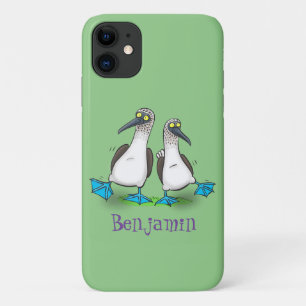 青いおもしろい足のboobies漫画イラストレーション iPhone 11 ケース