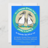 青いおもしろい足のboobies 3rd誕生日漫画 招待状 (正面)