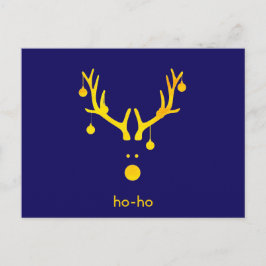 青いおもしろい金ゴールド抽象芸術のクリスマストナカイ シーズンポストカード