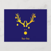 青いおもしろい金ゴールド抽象芸術のクリスマストナカイ シーズンポストカード (正面)
