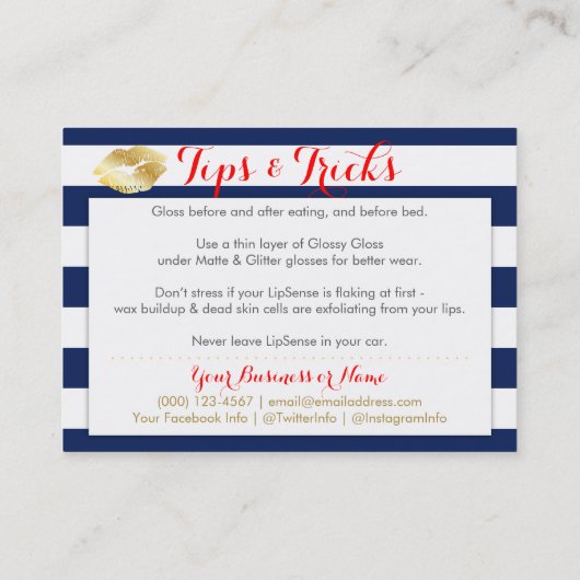 青いおよび白の金ゴールドのキスは及び先端カード適用します 名刺 (裏面)