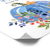 青いお洒落かぼちゃの赤ちゃんシャワーカードとギフト ポスター (角)