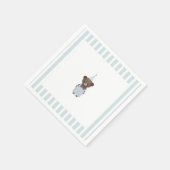 青いお洒落テディベア スタンダードカクテルナプキン (角)