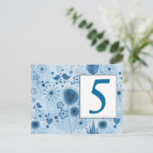 青いお洒落テーブル番号はがき(ガーデン) ポストカード (スタンド正面)