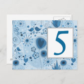 青いお洒落テーブル番号はがき(ガーデン) ポストカード (正面/裏面)