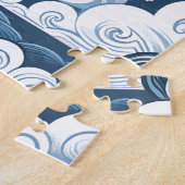 青いお洒落天体の赤ちゃんシャワー歓迎サイン ジグソーパズル (側面)