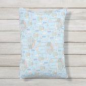 青いお洒落屋外のガーデナーパターン アウトドアクッション (正面(縦))