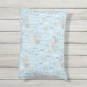 青いお洒落屋外のガーデナーパターン アウトドアクッション (裏面(縦))