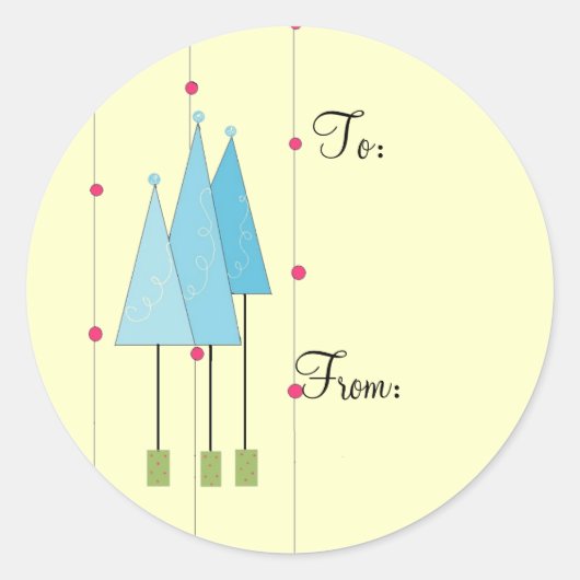 青いお洒落木 ラウンドシール (正面)
