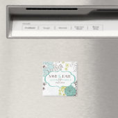 青いお洒落花は日付磁石を保存 マグネット (インサイチュ (食洗機))