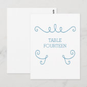 青いお洒落花盛りテーブル番号はがき ポストカード (正面/裏面)