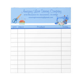青いお洒落裁縫機械の販売領収書 ノートパッド