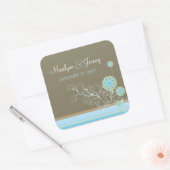 青いお洒落雪の花が冬の結婚式を渦巻く スクエアシール (封筒)