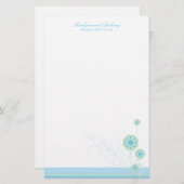 青いお洒落雪の花が冬の結婚式を渦巻く 便箋 (正面/裏面)