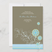 青いお洒落雪の花が冬の結婚式を渦巻く 招待状 (裏面)