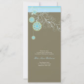 青いお洒落雪の花が冬の結婚式を渦巻く 招待状 (裏面)