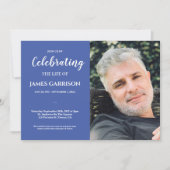 青いお祝いと写真葬式 招待状 (正面)