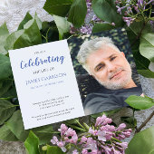 青いお祝いと写真葬式 招待状